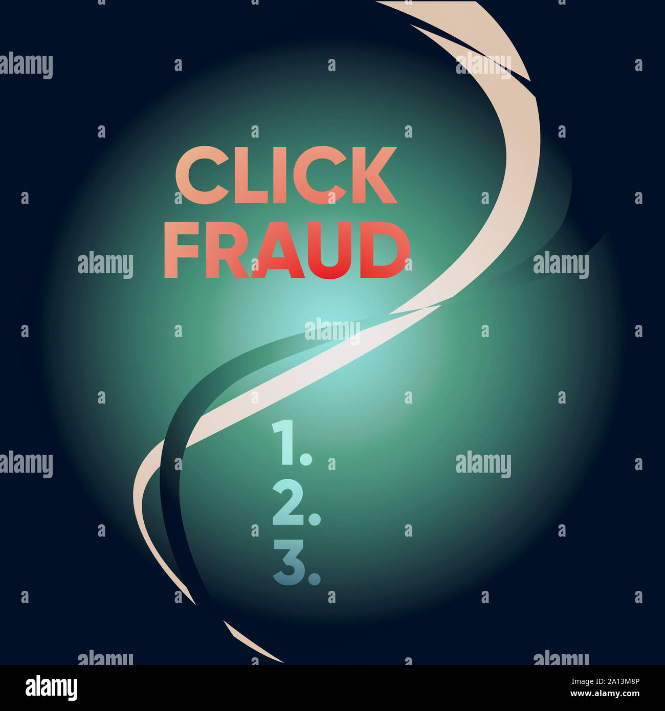 Handwriting text writing Click Fraud. Conceptual photo practice of repeatedly clicking on advertisement hosted website Two Intermittent Curves Waves D Stock Photo