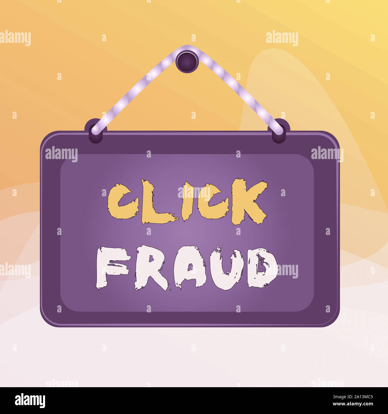 Writing note showing Click Fraud. Business concept for practice of repeatedly clicking on advertisement hosted website Board fixed nail frame colored Stock Photo