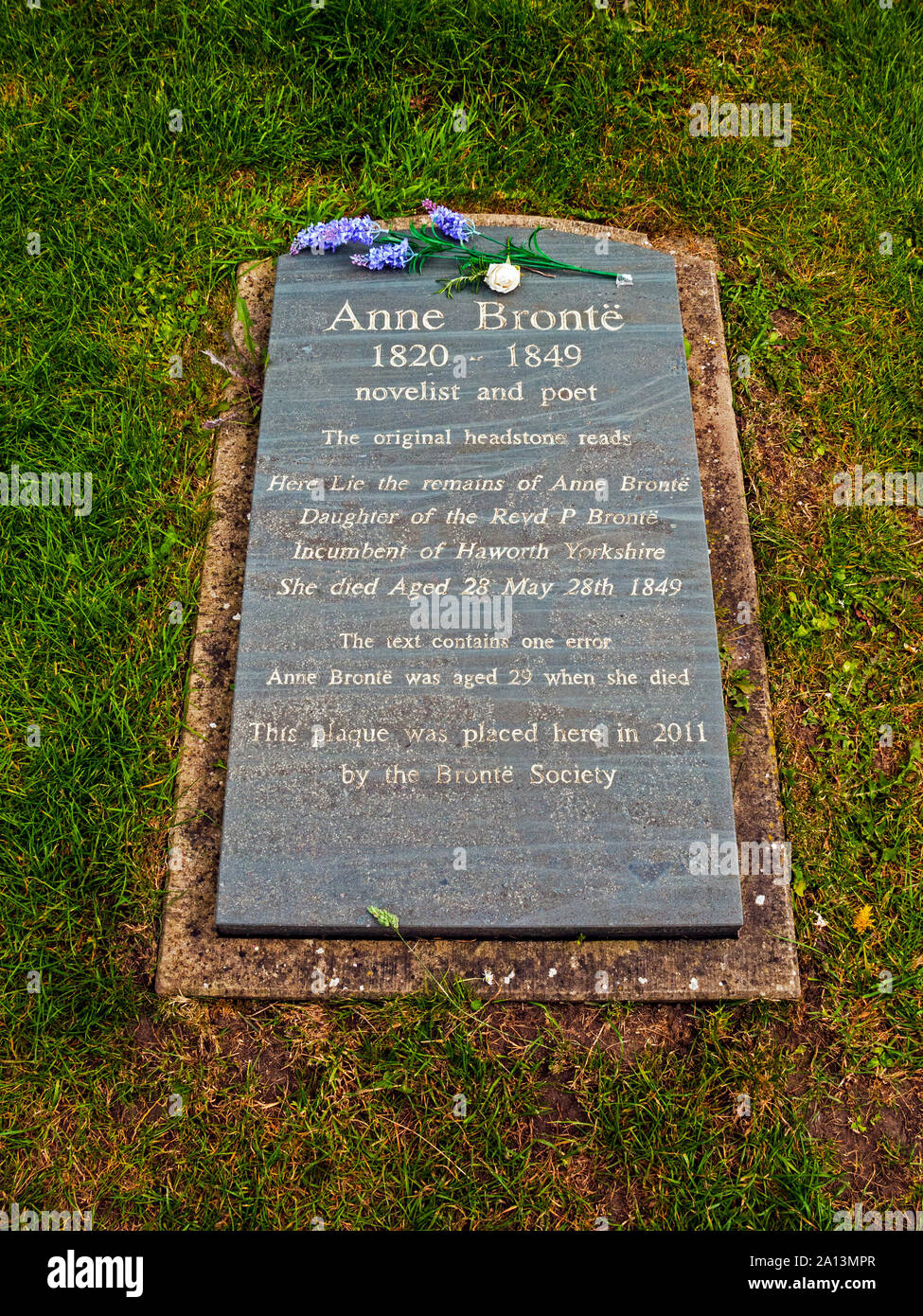 Anne Bronte memorial plaque with original headstone inscription ...