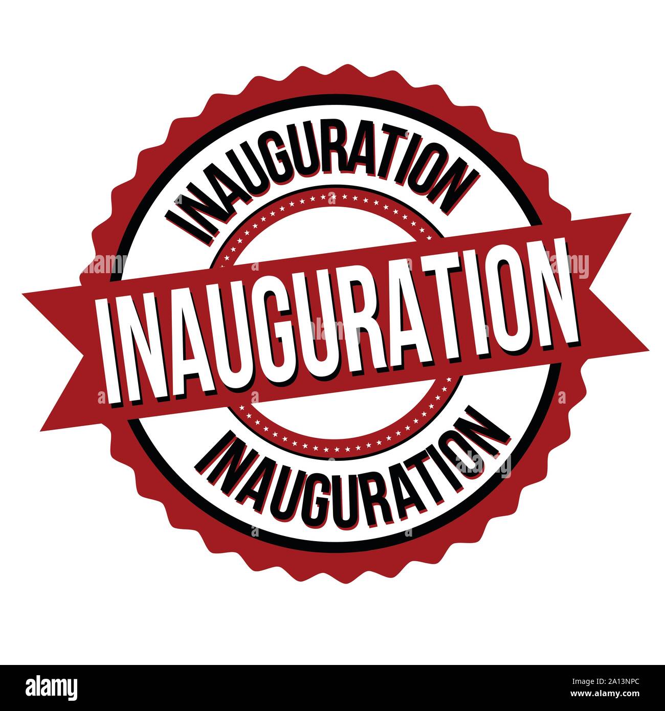 Inauguration label or sticker on white background, vector illustration Stock Vector