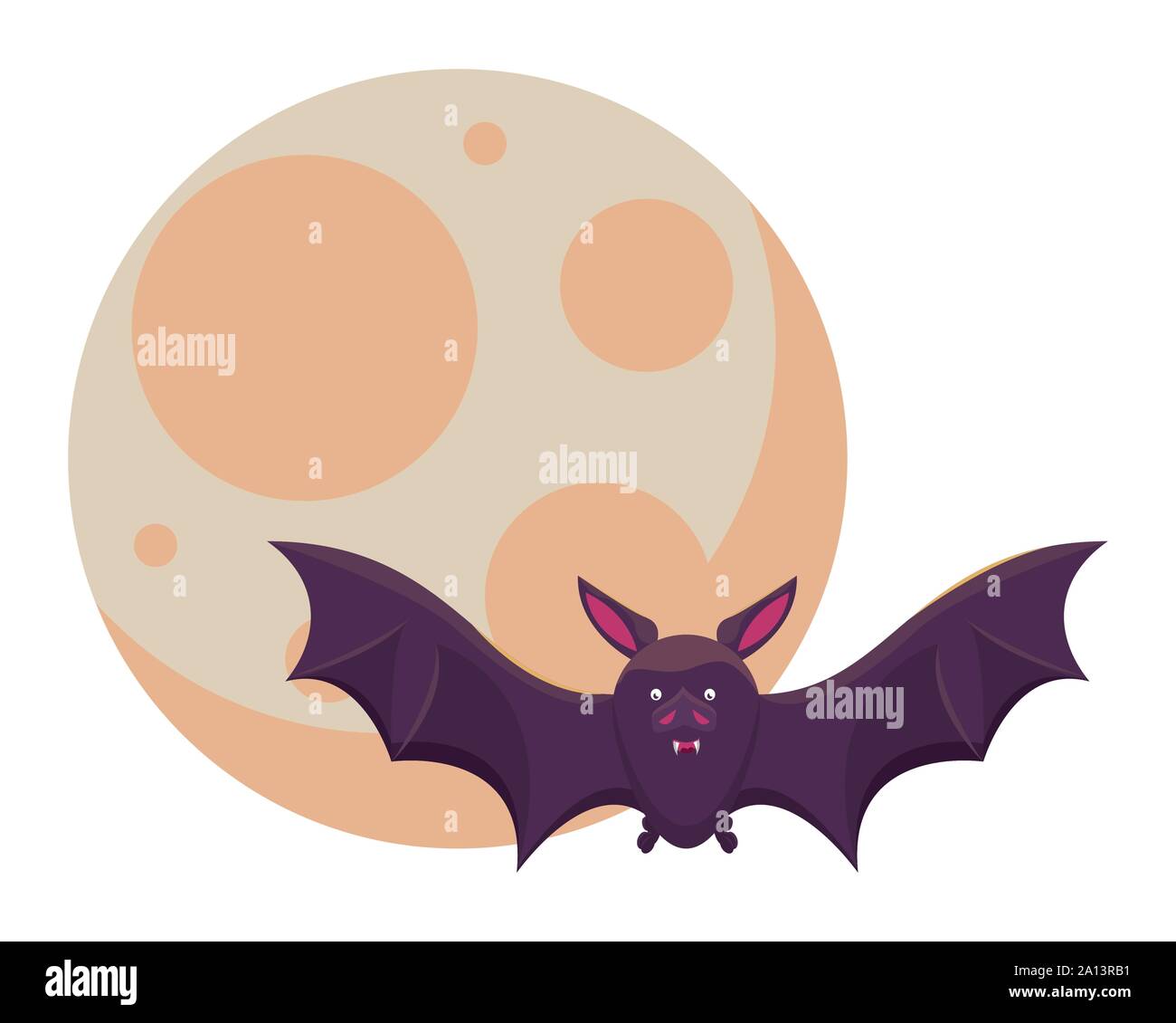 halloween bat flying with moon Stock Vector Image & Art - Alamy