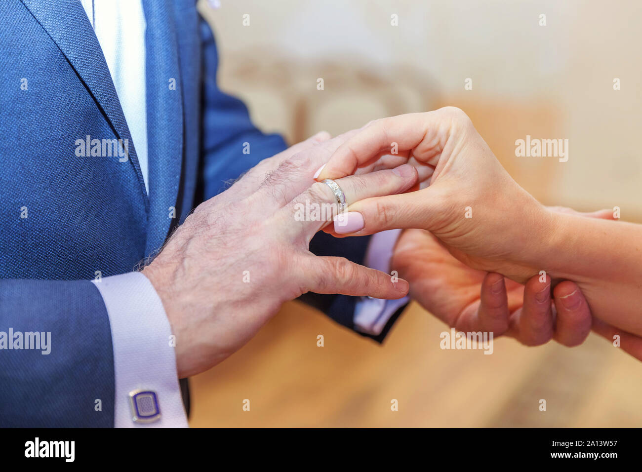 Bride And Groom Marriage Hands With Wedding Rings Bride Hand