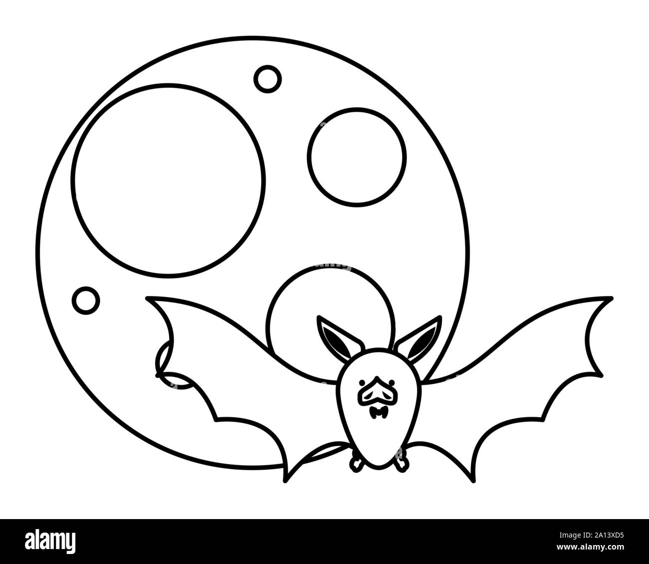 halloween bat flying with moon Stock Vector Image & Art - Alamy