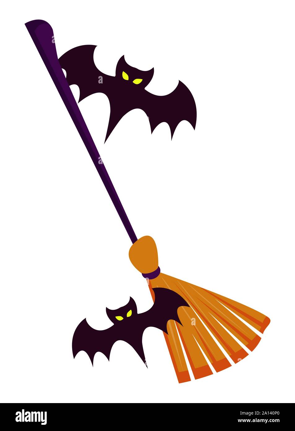 halloween bats flying with witch broom Stock Vector Image & Art - Alamy