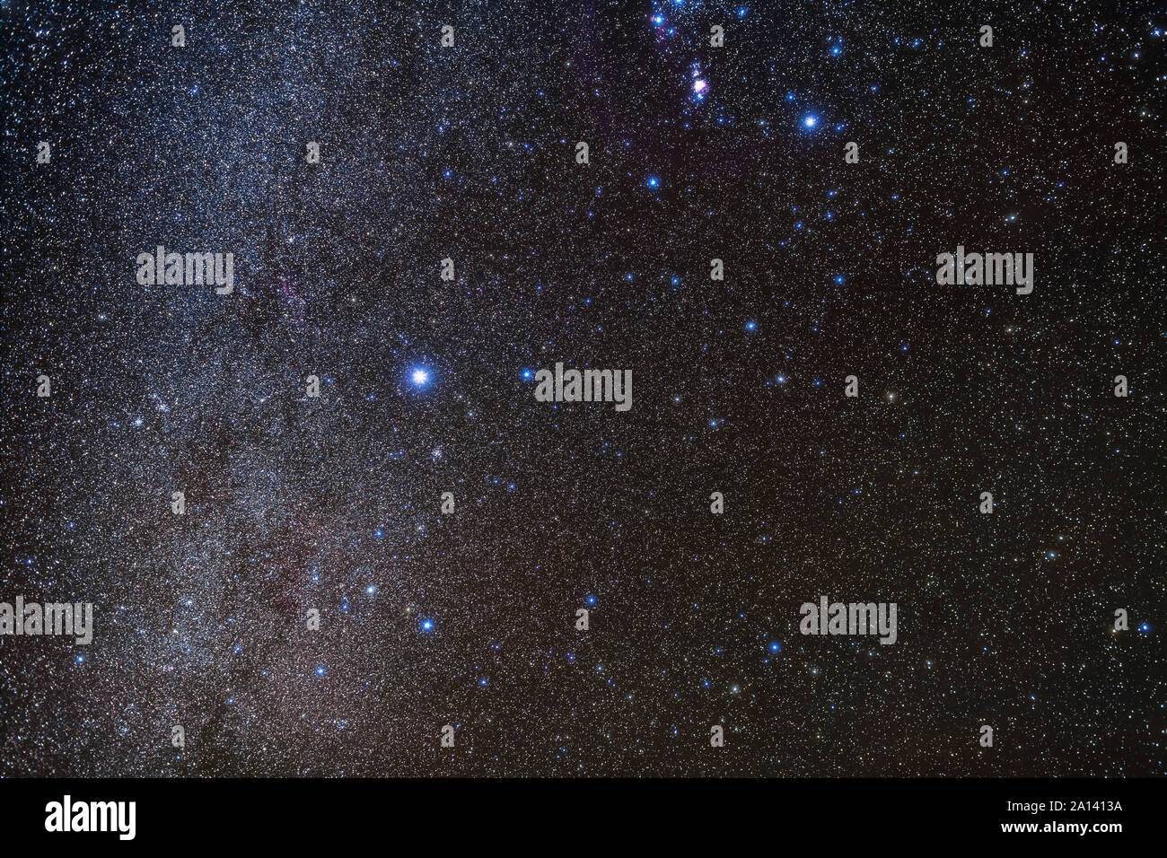Orion's companion constellations, Lepus the hare, Columba the dove, and Canis Major. Stock Photo