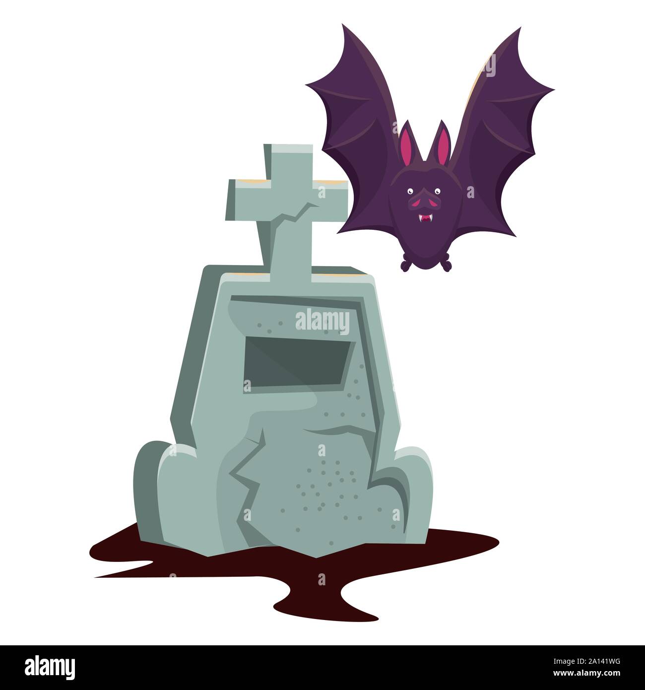halloween bat flying with graveyard Stock Vector Image & Art - Alamy