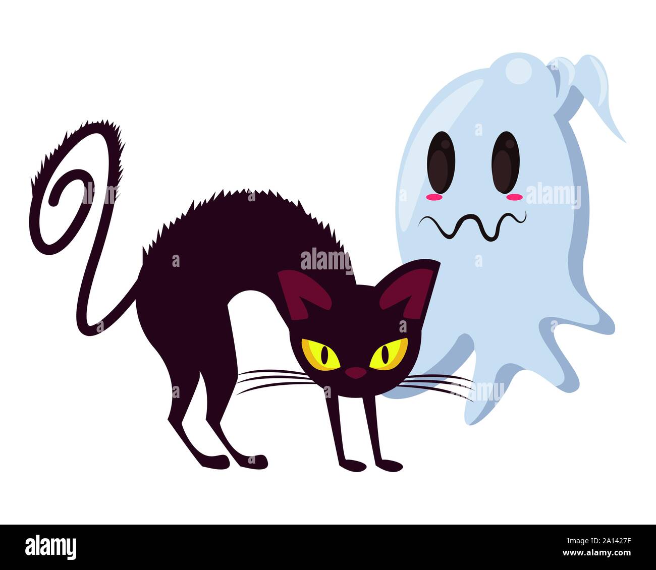 halloween cat mascot with ghost Stock Vector Image & Art - Alamy