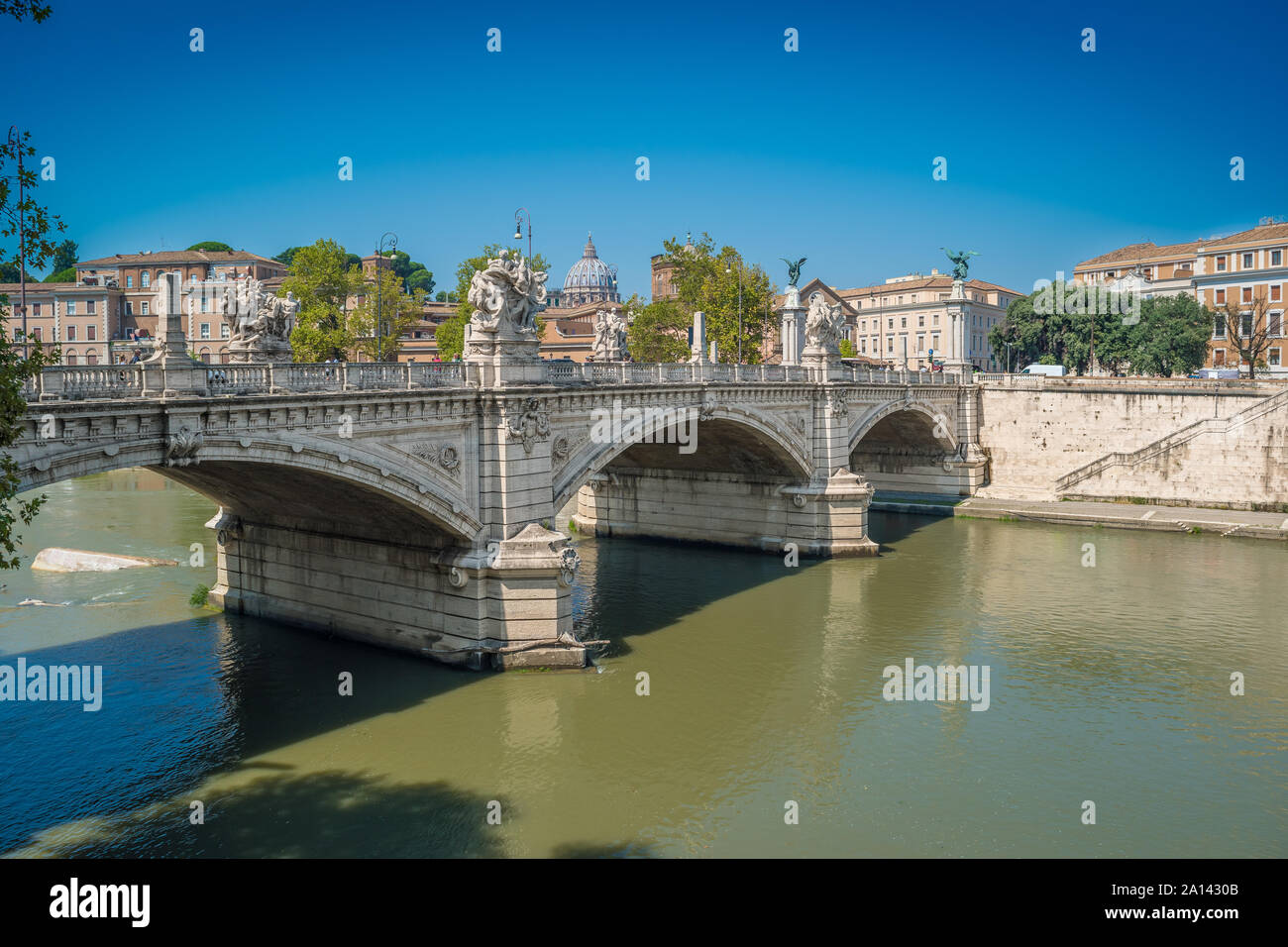 Vittorio Emanuele II Bridge in Rome, Italy Stock Photo