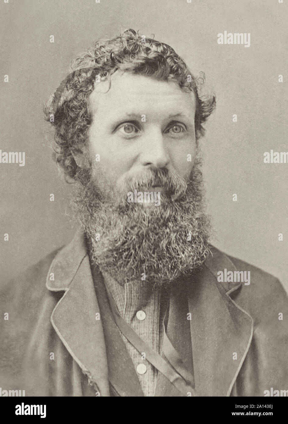 John Muir (1838-1914) naturalist whose passion for the preservation of wilderness areas in the United States conveyed through his writing helped establish Yosemite National Park and the US National Park Service. Studio photograph taken by Carleton E. Watkins (1829–1916) circa 1875. Stock Photo