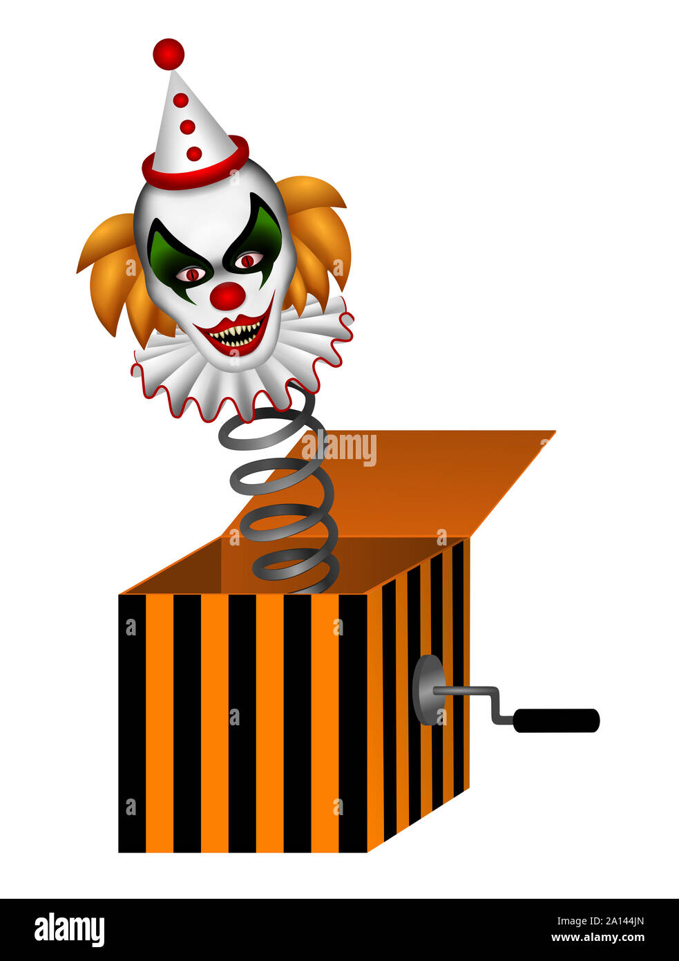 halloween horror clown in the box illustration Stock Photo