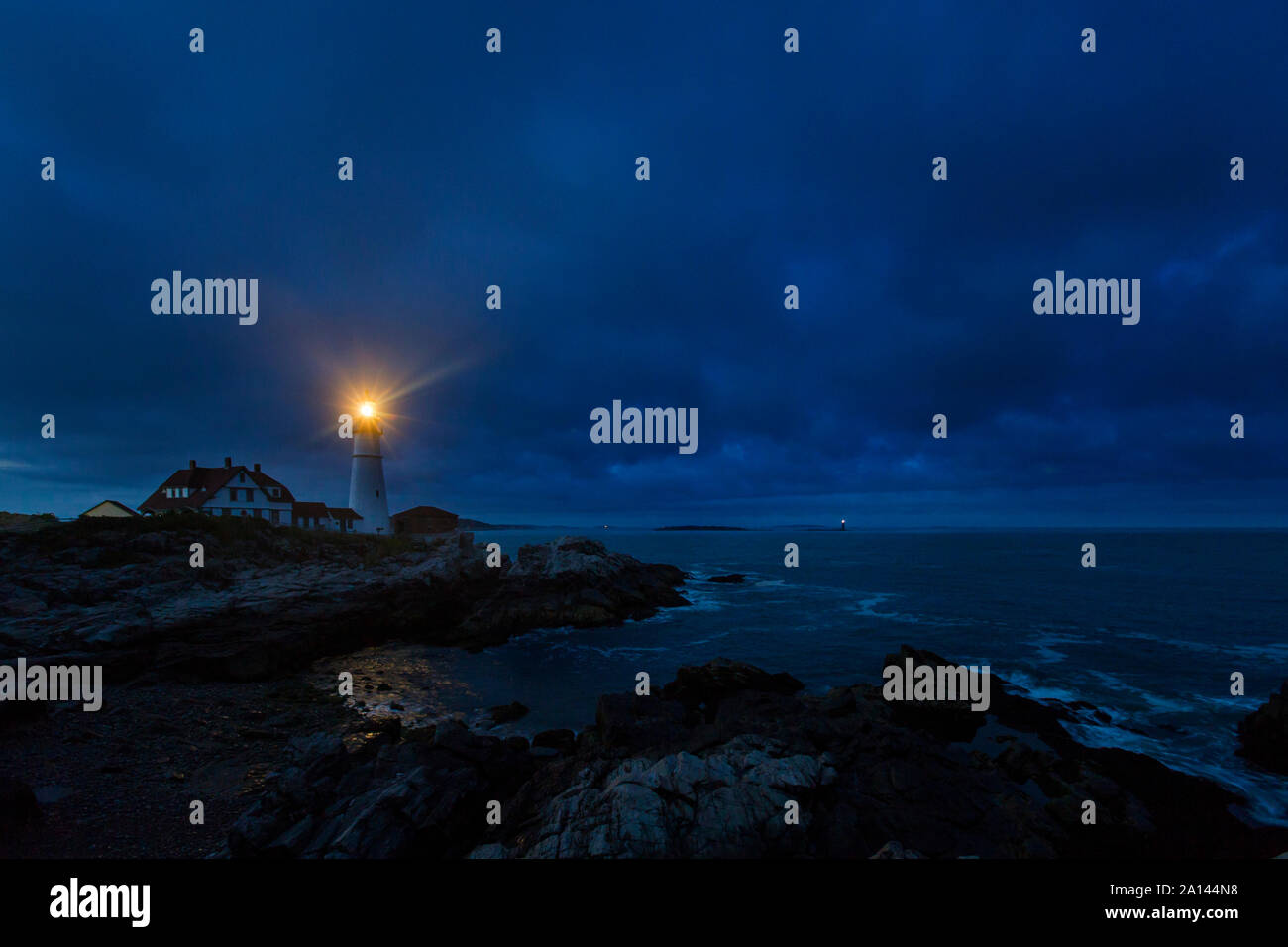 Cape Elizabeth Lighthouse blue hour Stock Photo - Alamy