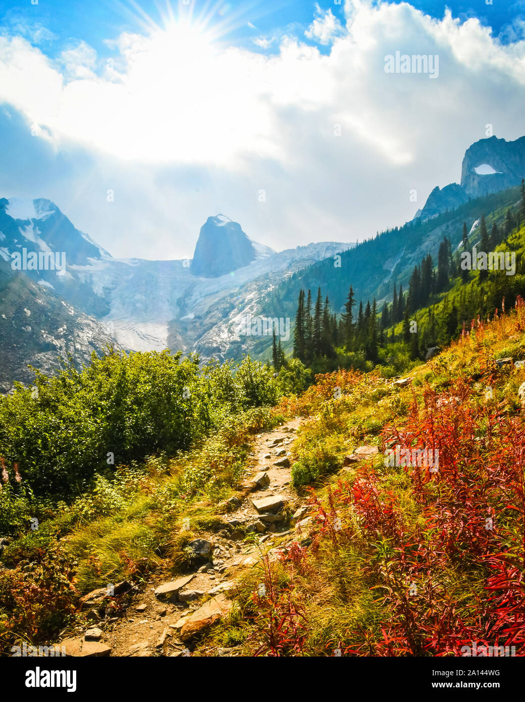 The Spires in Bugaboo Provincial Park, British Columbia, Canada on a sunny fall autumn day Stock Photo