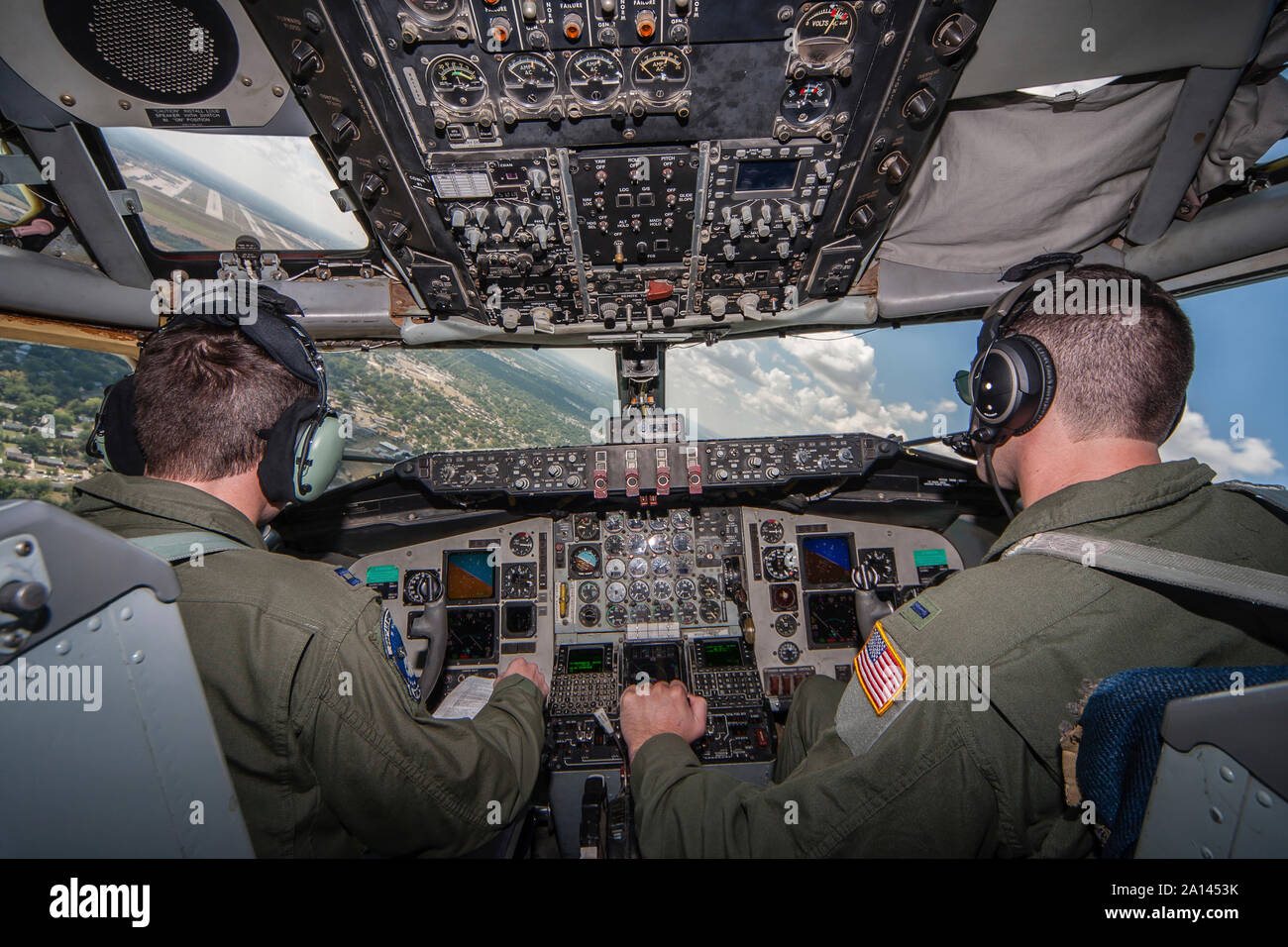 A KC-135R prepares for landing at McConnell Air Force Base, Kansas. Stock Photo