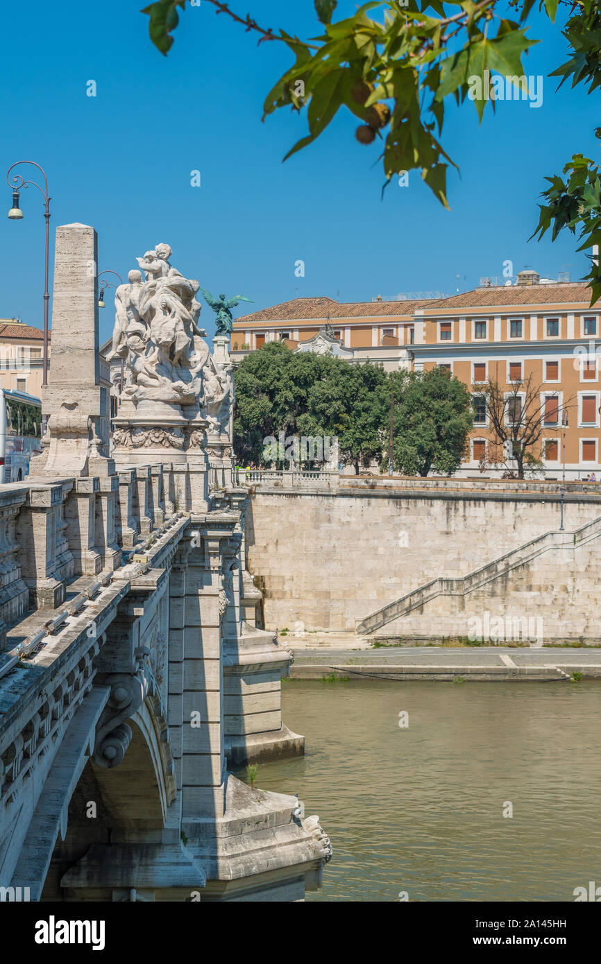 Vittorio Emanuele II Bridge in Rome, Italy Stock Photo
