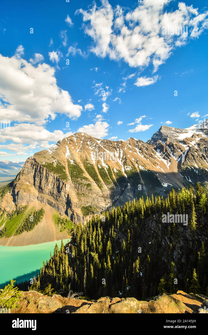 Lake Louise and Saddleback Mountain from the summit of Big Beehive in