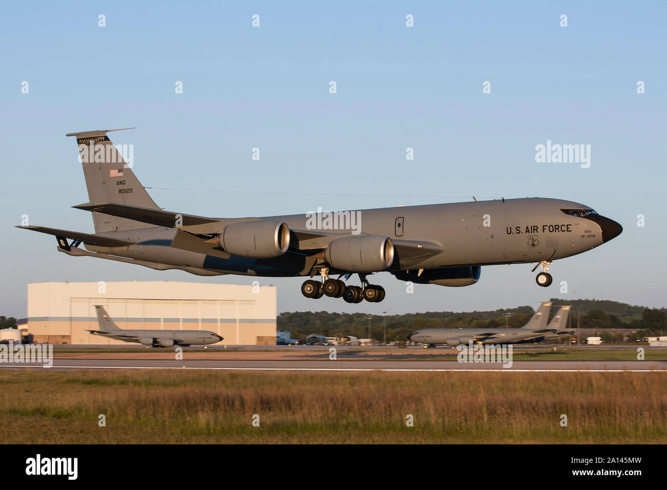 A U.S. Air Force KC135R returning to Key Field after a refueling