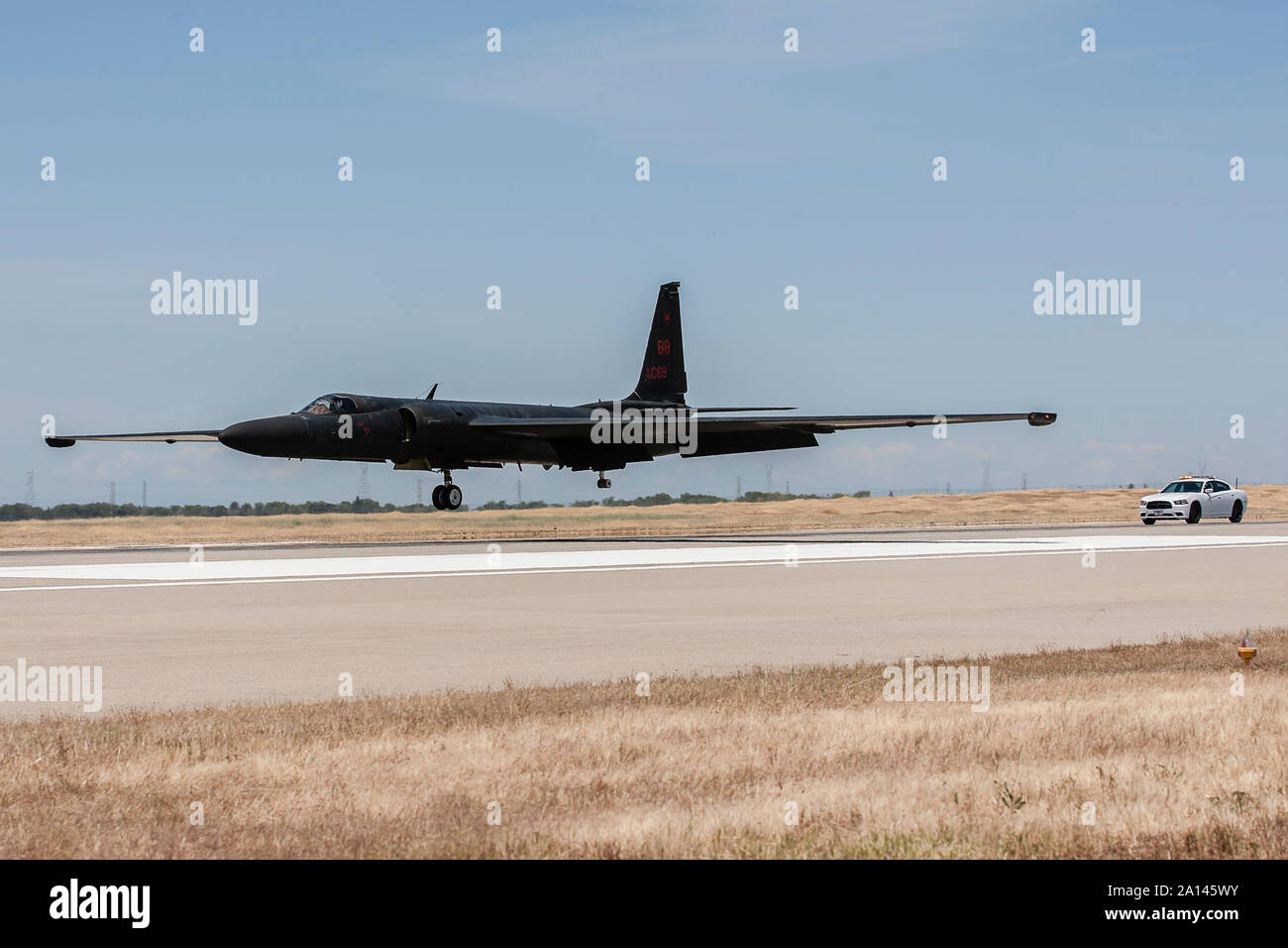 A U.S. Air Force U2S landing at Beale Air Force Base, California Stock