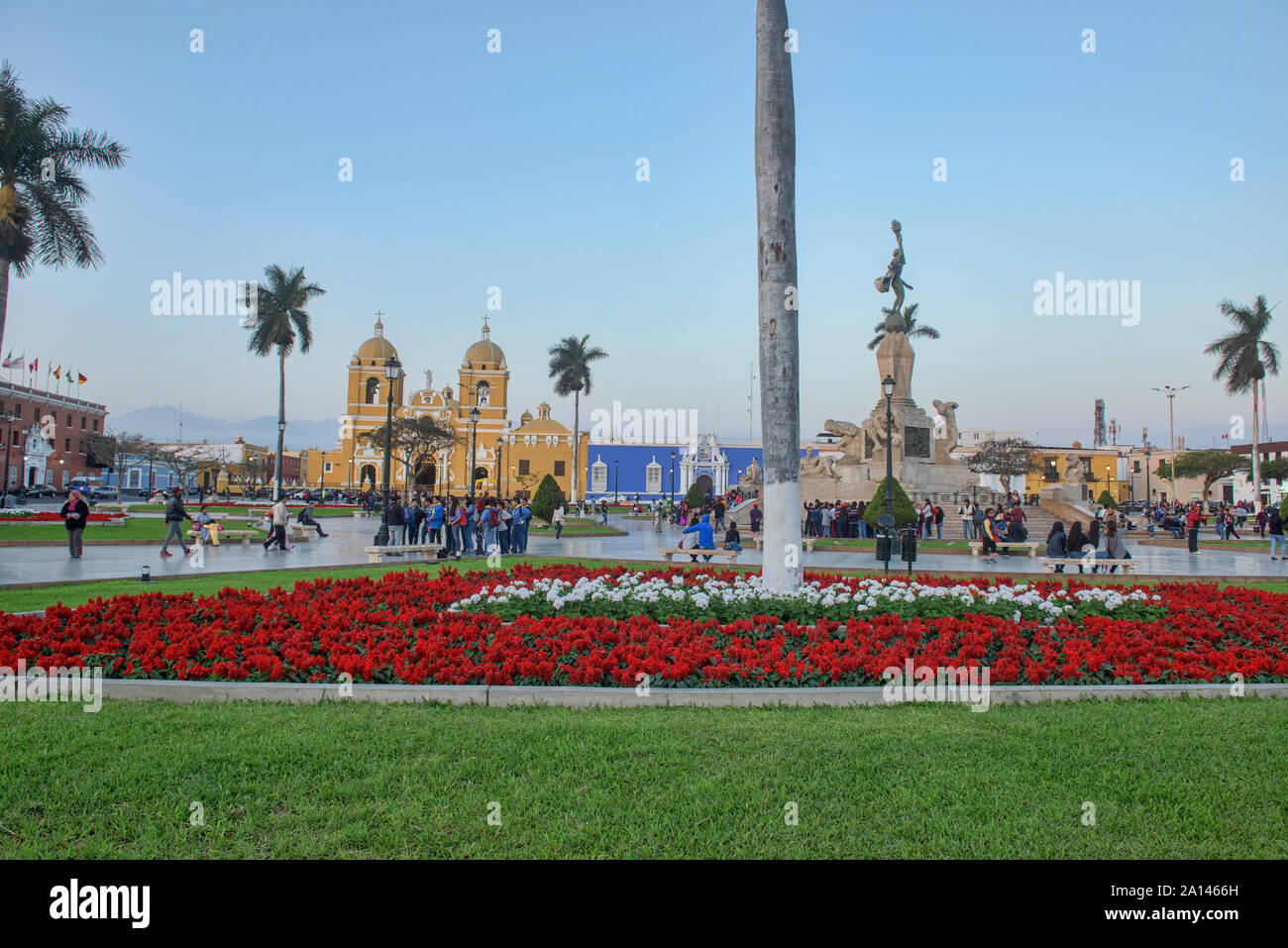 Trujillo Cathedral and the Plaza de Armas, Trujillo, Peru Stock Photo