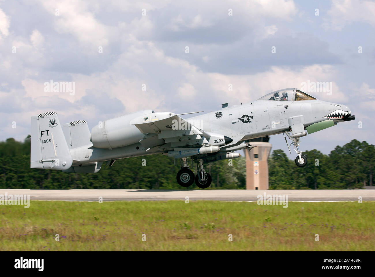 An A10C Warthog taking off from Moody Air Force Base, Stock