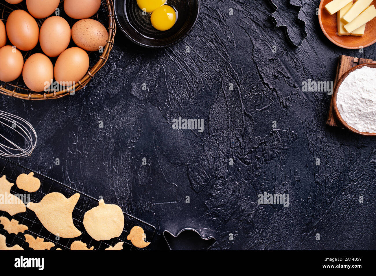 Design Concept Of Making Halloween Cookies Baking Recipe Ingredients Layout Of Preparing Party Top View Flat Lay Overhead Blank Copy Space Stock Photo 327708247 Alamy