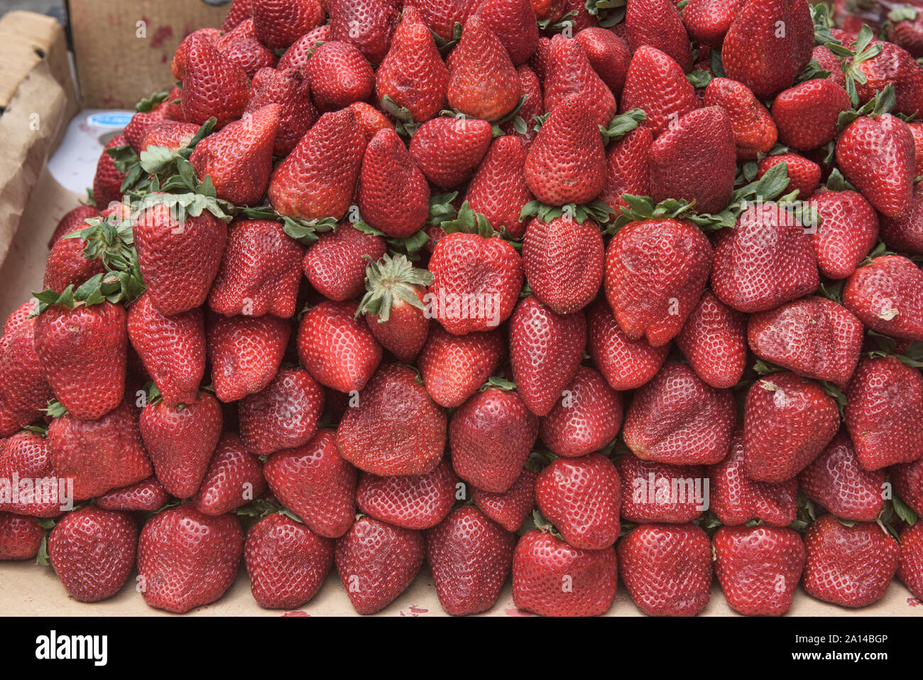 Delicious fresh strawberries at the Mercado Central, Lima, Peru Stock Photo