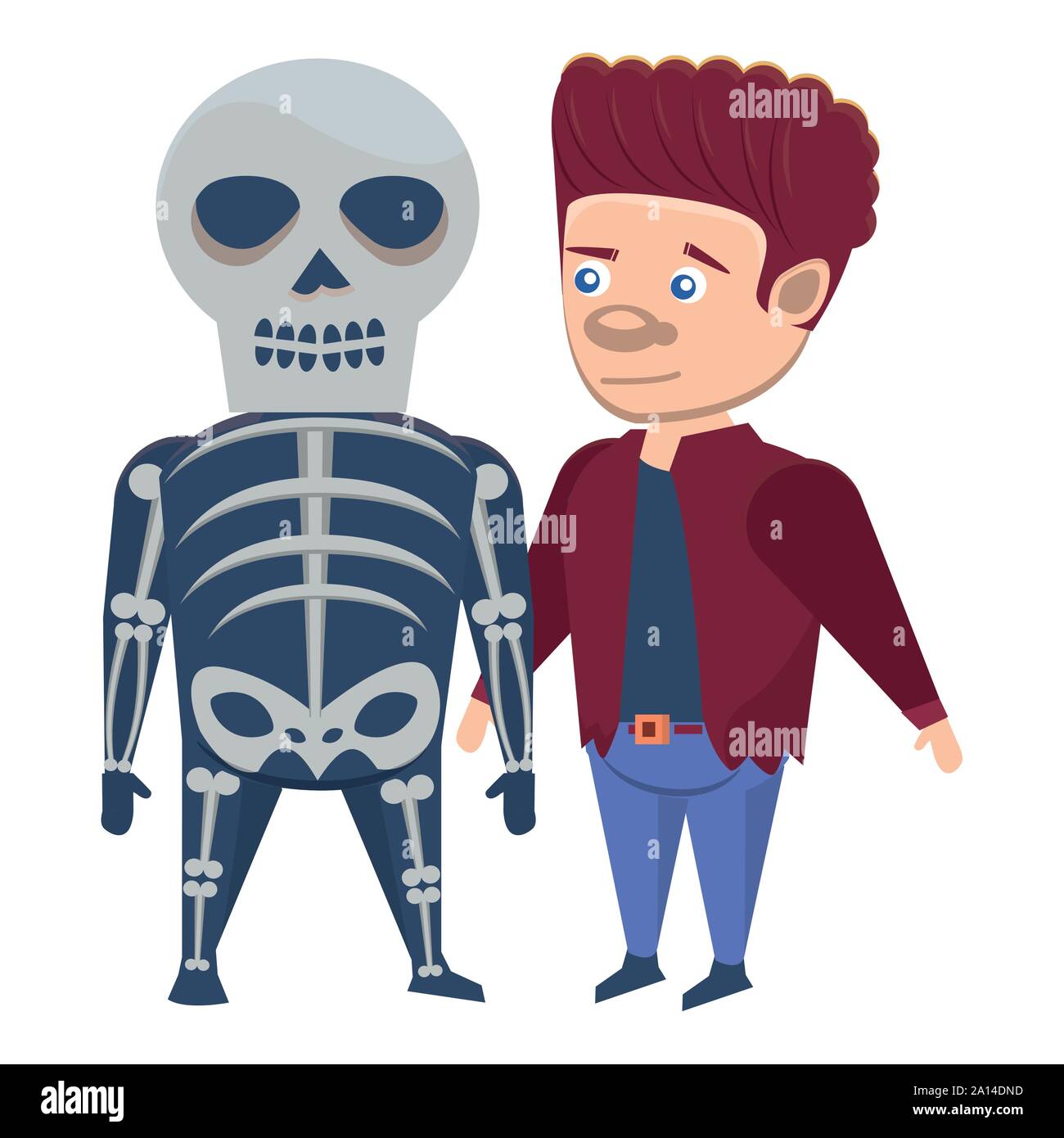 boys with halloween skull and frankenstein costumes Stock Vector