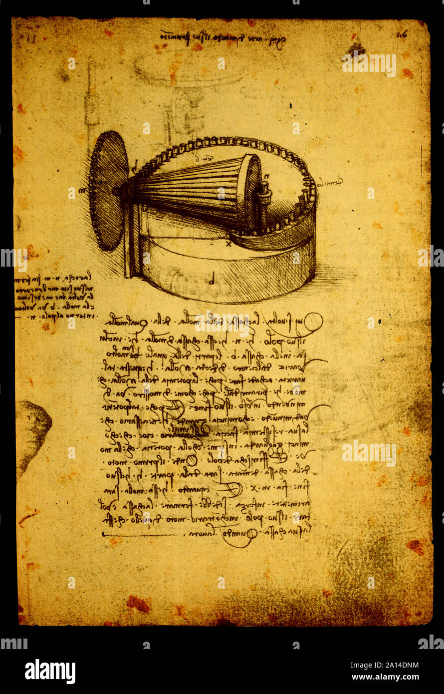 14th Century Leonardo da Vinci engineering drawing Stock Photo Alamy