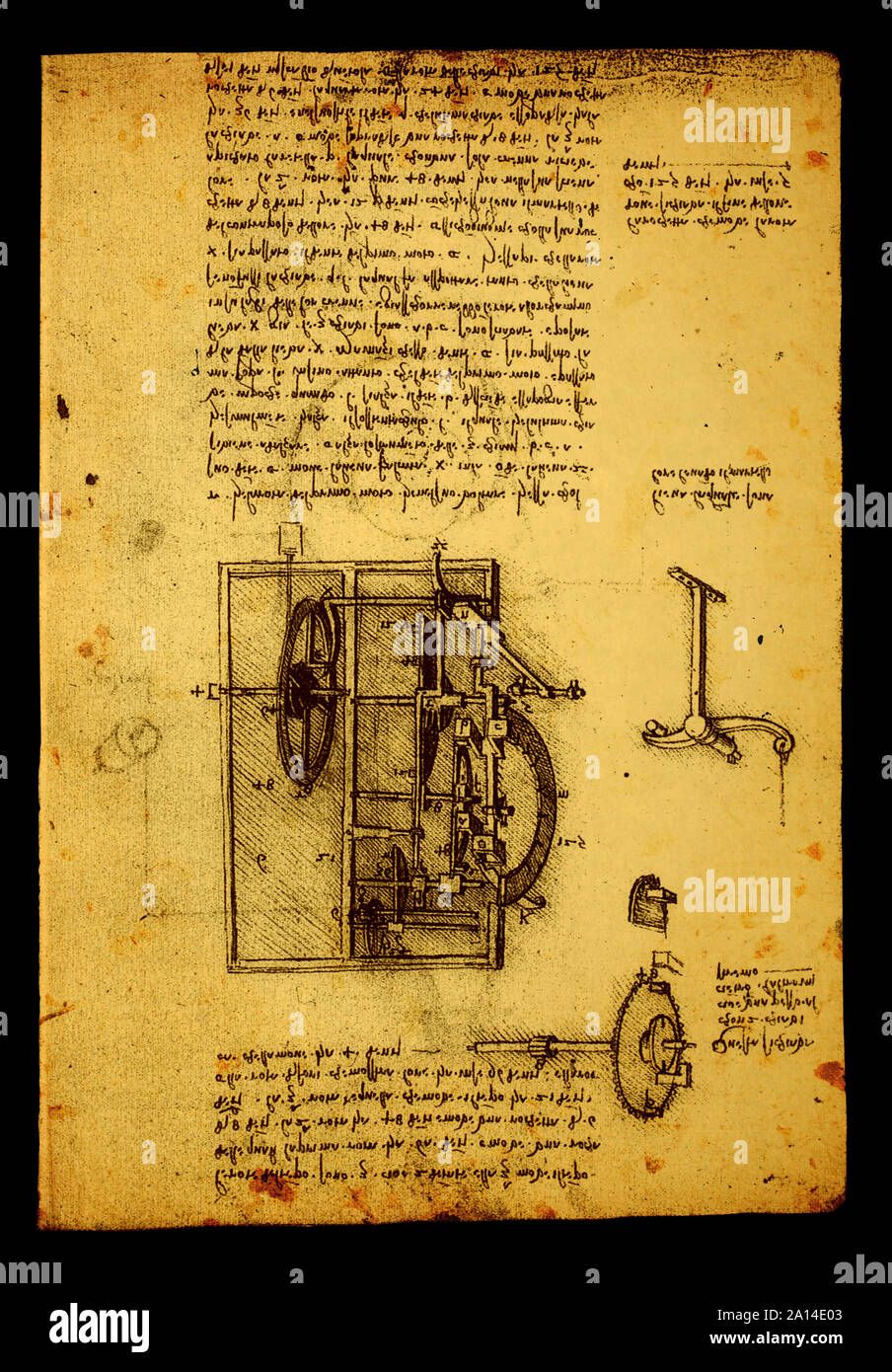 14th Century Leonardo da Vinci engineering drawing Stock Photo Alamy