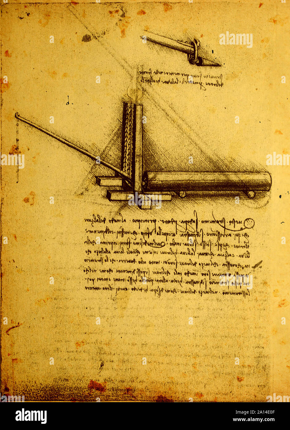 14th Century Leonardo da Vinci engineering drawing Stock Photo Alamy