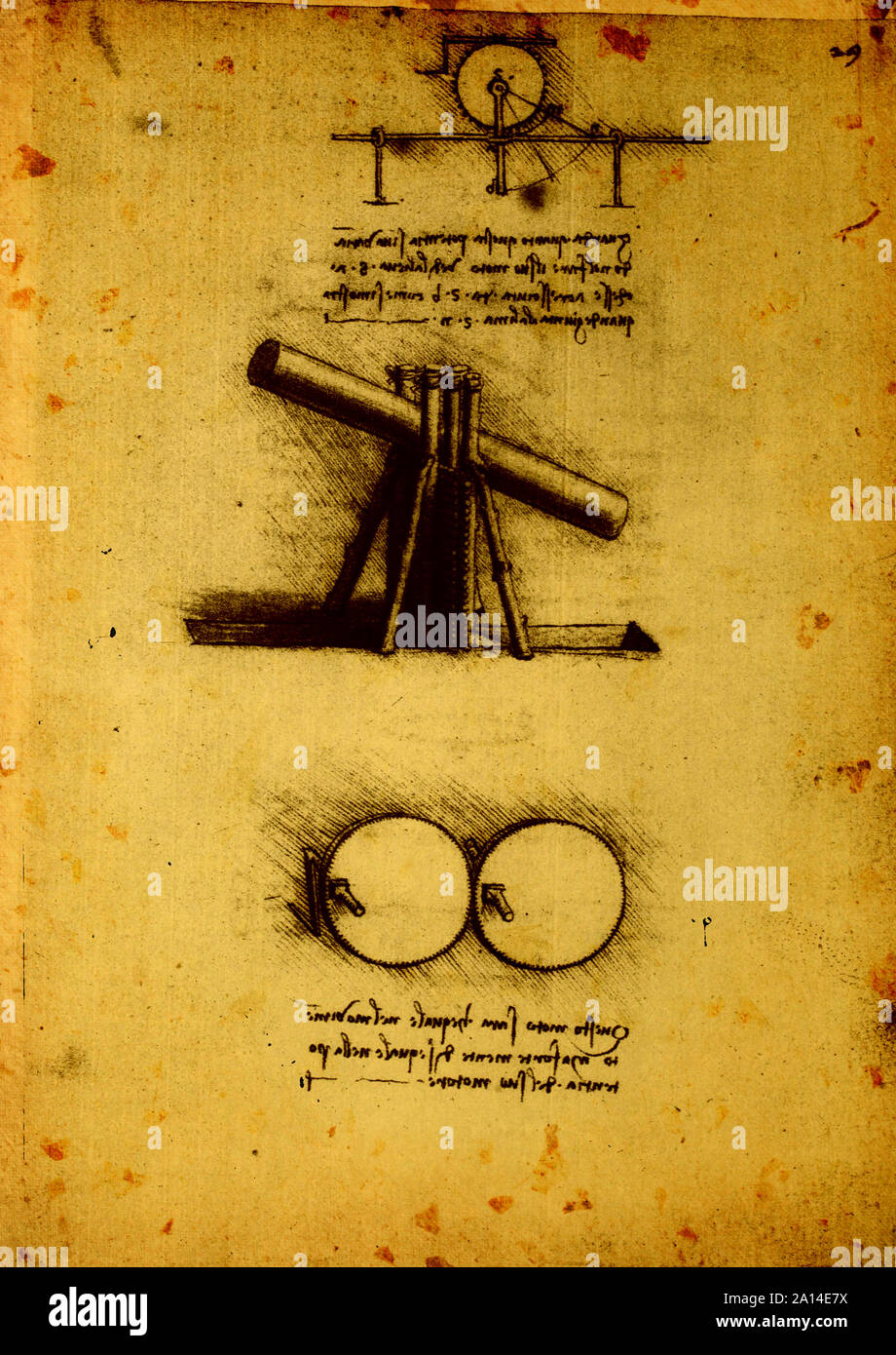 14th Century Leonardo da Vinci engineering drawing Stock Photo Alamy