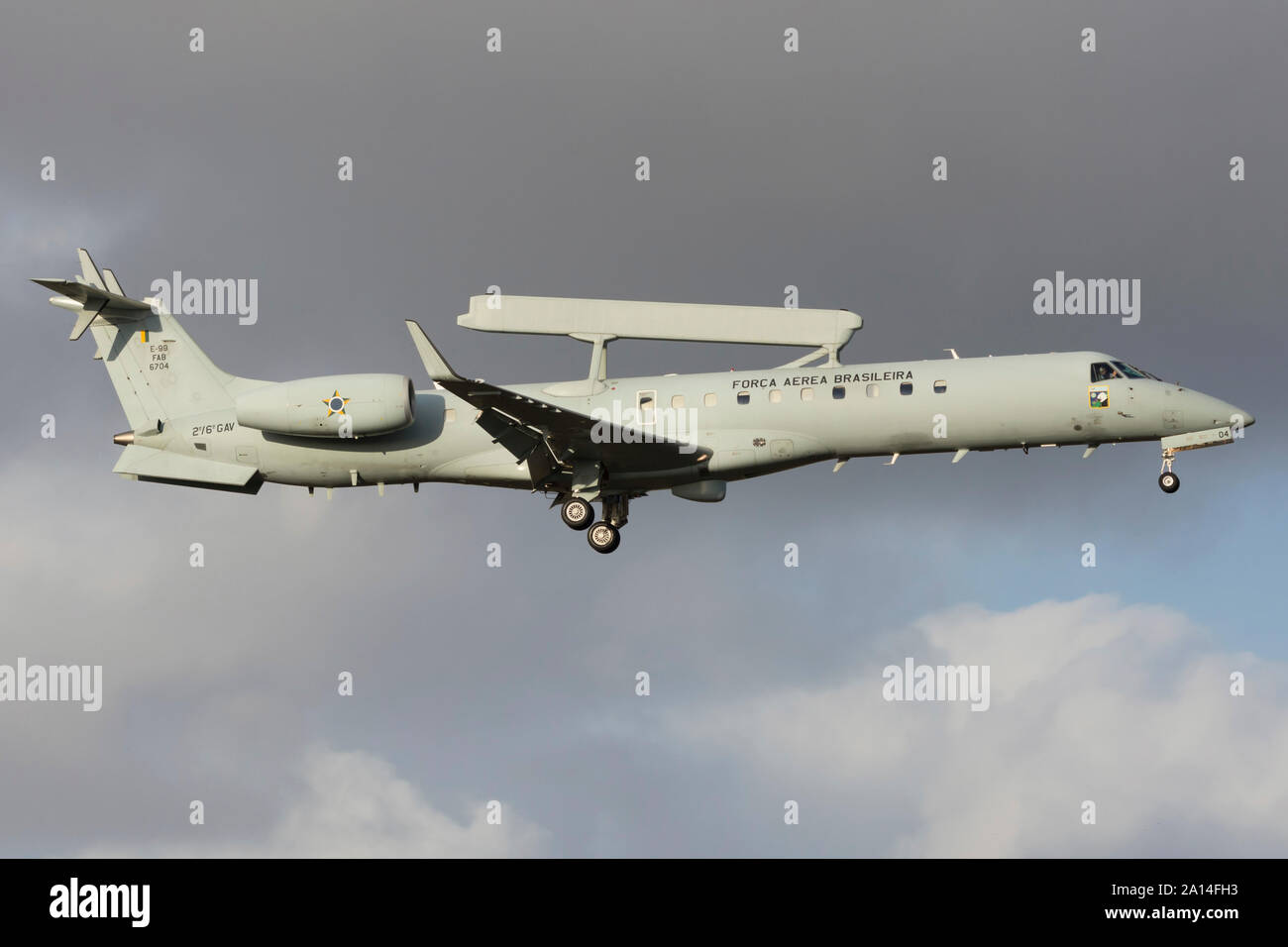Brazilian Air Force E-99 prepares for landing. Stock Photo