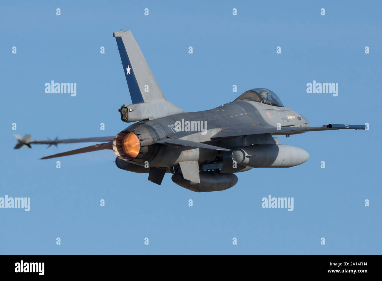 Chilean Air Force F-16 taking off during CRUZEX 2018. Stock Photo