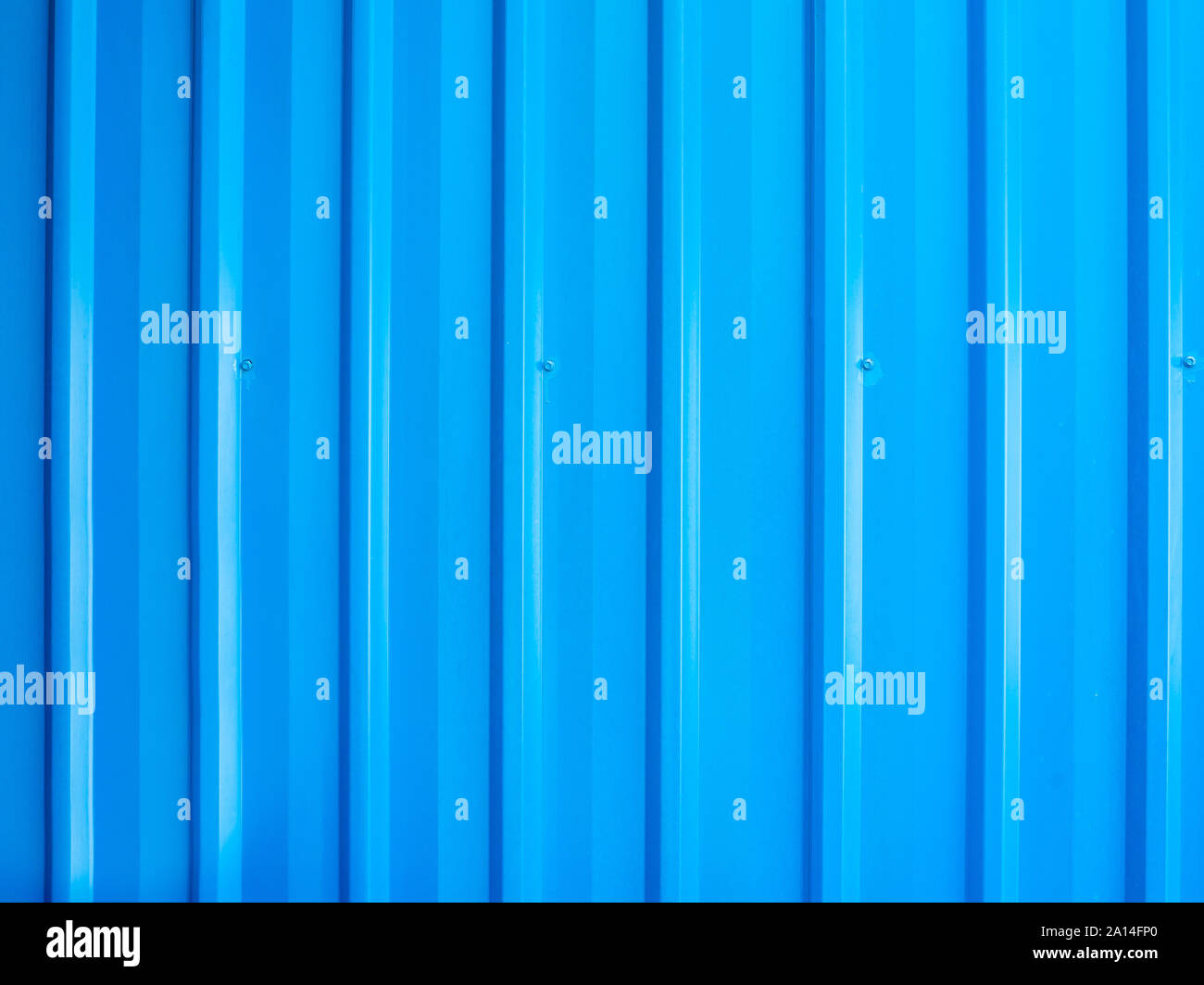 Blue cargo container background. Close-up blue metal pattern texture of container wall background. Stock Photo