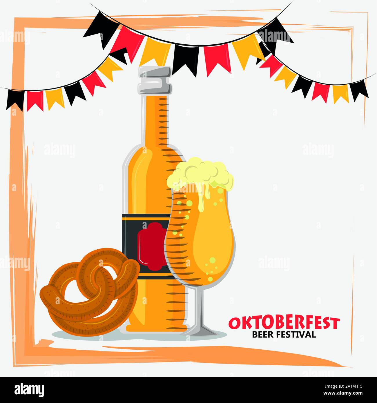 oktoberfest celebration poster with beers bottles Stock Vector Image ...