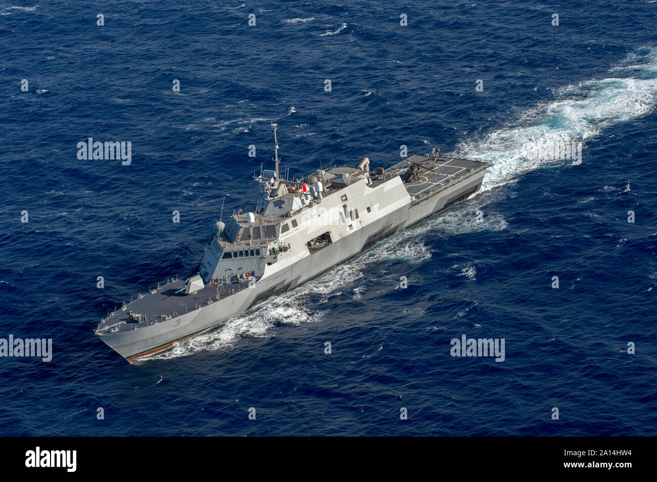 The littoral combat ship USS Fort Worth in the Pacific Ocean off the coast of Hawaii. Stock Photo