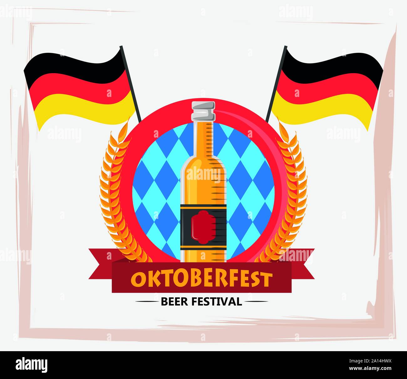 oktoberfest celebration poster with beers bottles Stock Vector Image ...