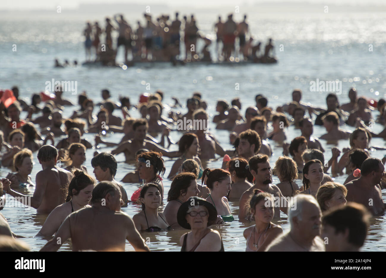 Buenos Aires, Argentina - January 29 2017: Inhabitants of the city of Carhué, trying to achieve a new world record Guinness for the largest number of Stock Photo