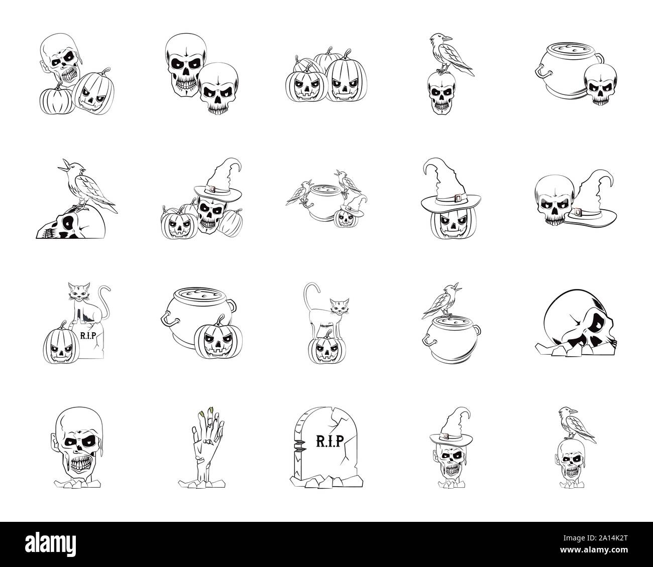 bundle of halloween set icons Stock Vector