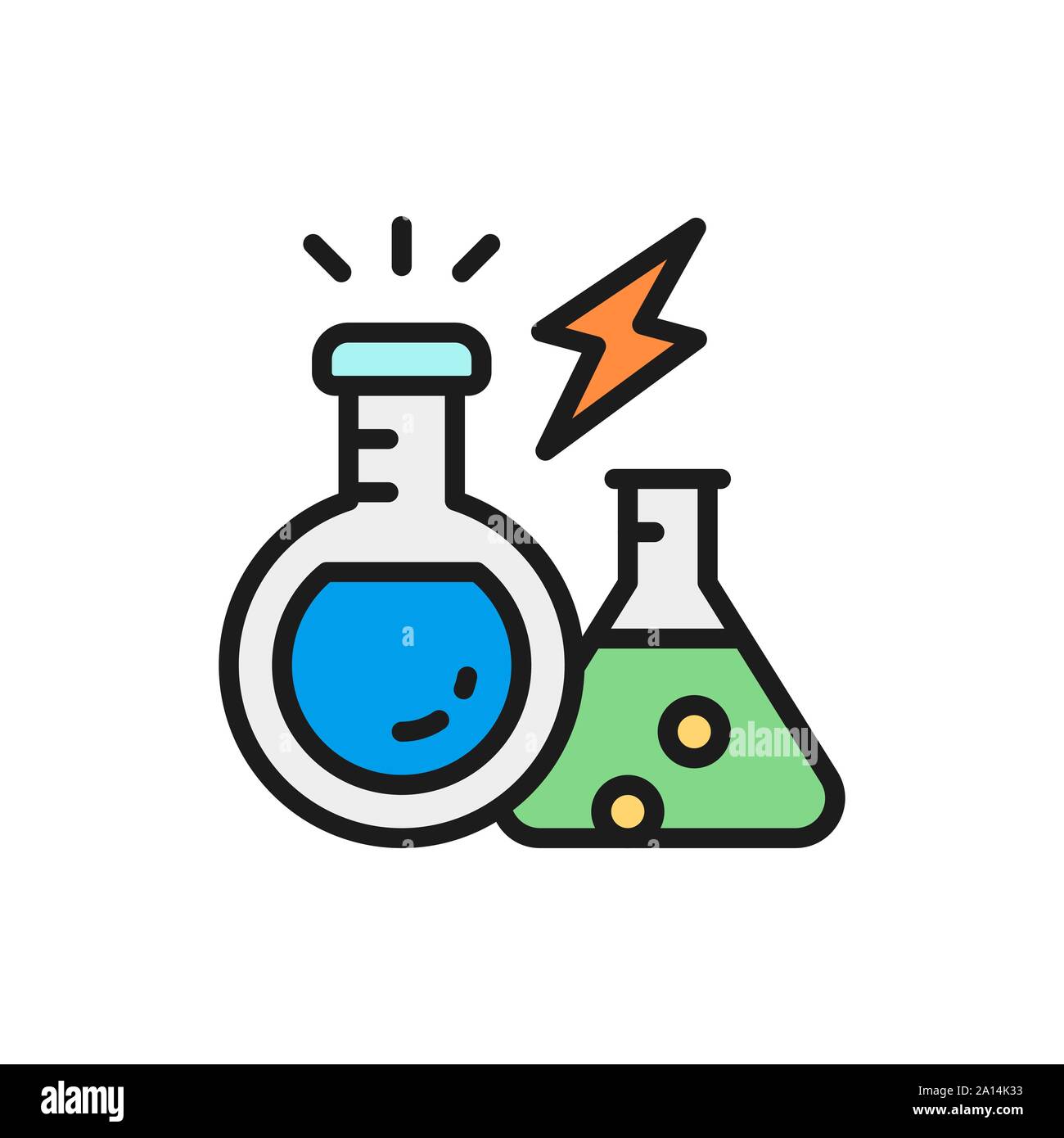 Vector lab equipment, experiment flasks, chemical test tube flat color