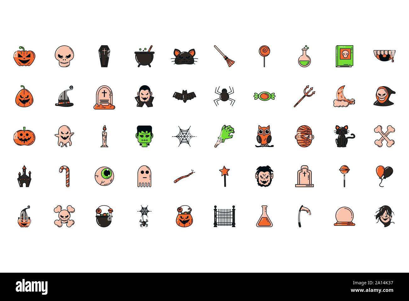 bundle of halloween set icons Stock Vector