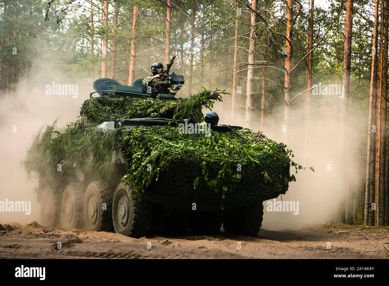 An armored vehicle at the Pabrade Training Area, Lithuania. Stock Photo