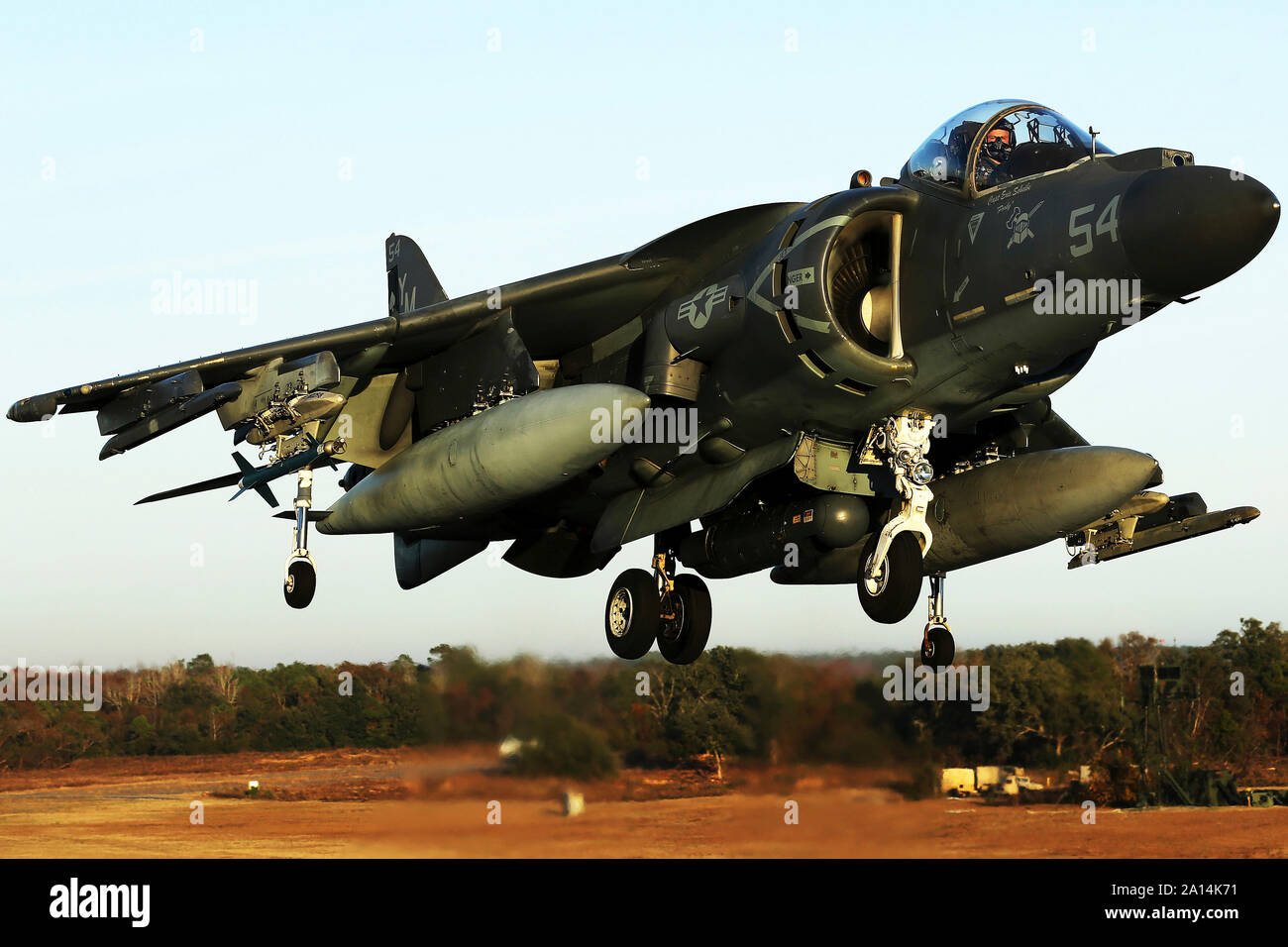 An AV-8B Harrier landing. Stock Photo