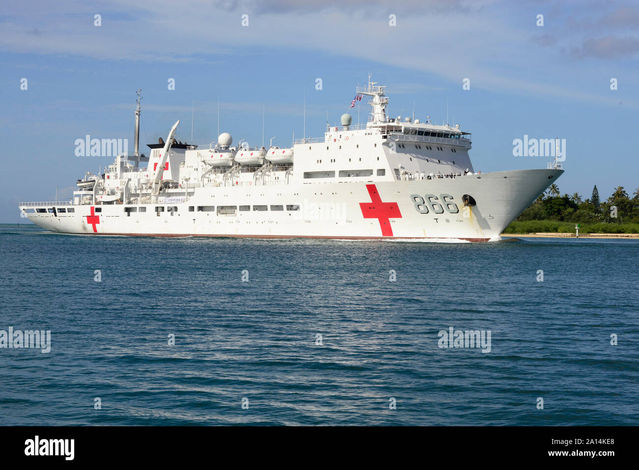 People's Liberation Army (Navy) hospital ship Peace Ark in Pearl Harbor, Hawaii. Stock Photo