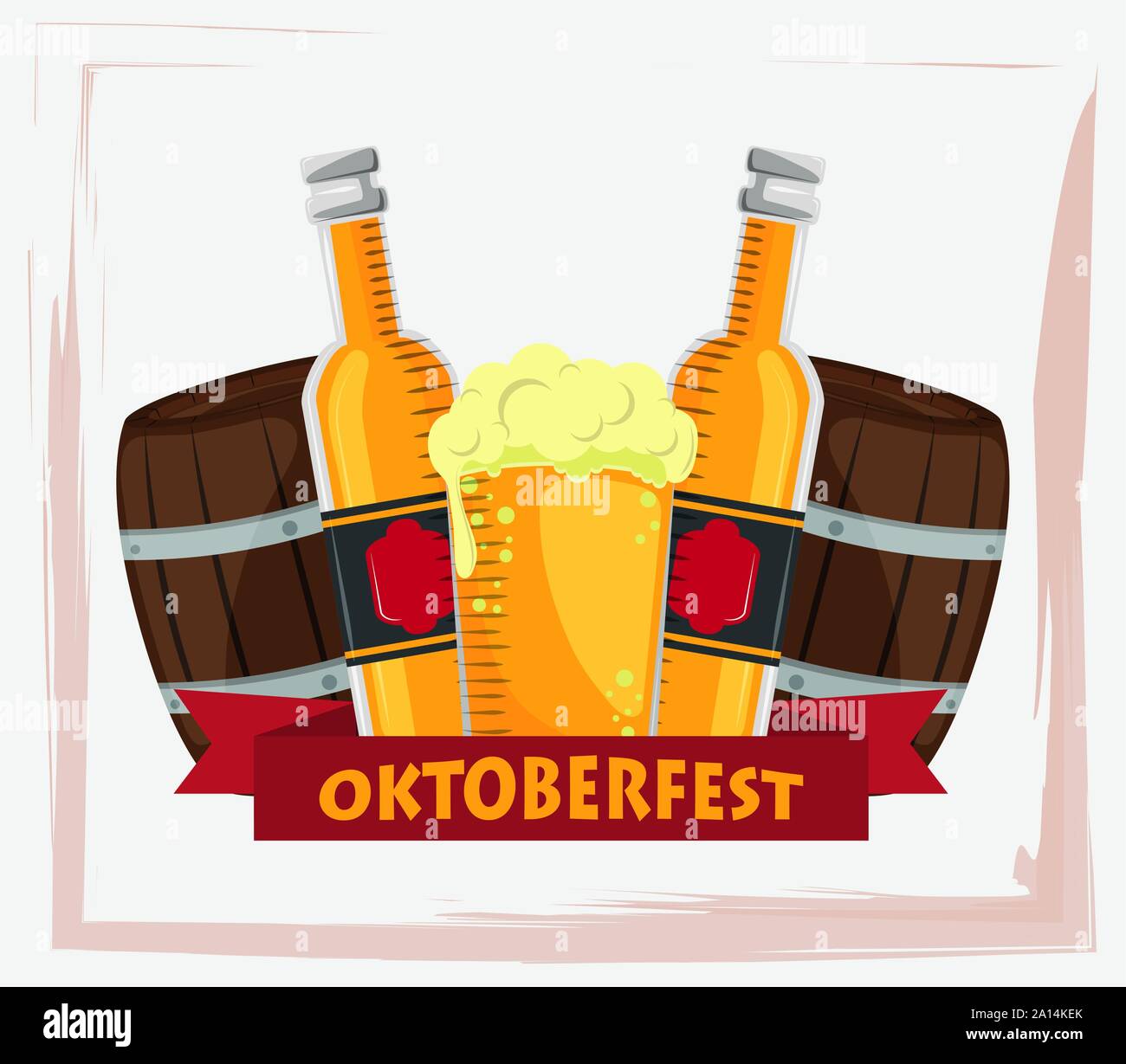 oktoberfest celebration poster with beers jars and barrels Stock Vector ...