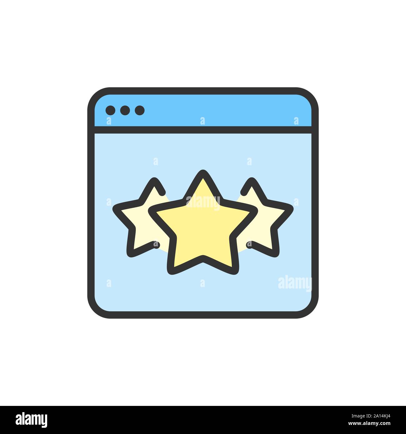 Vector stars in browser, best choice website, feedback flat color line