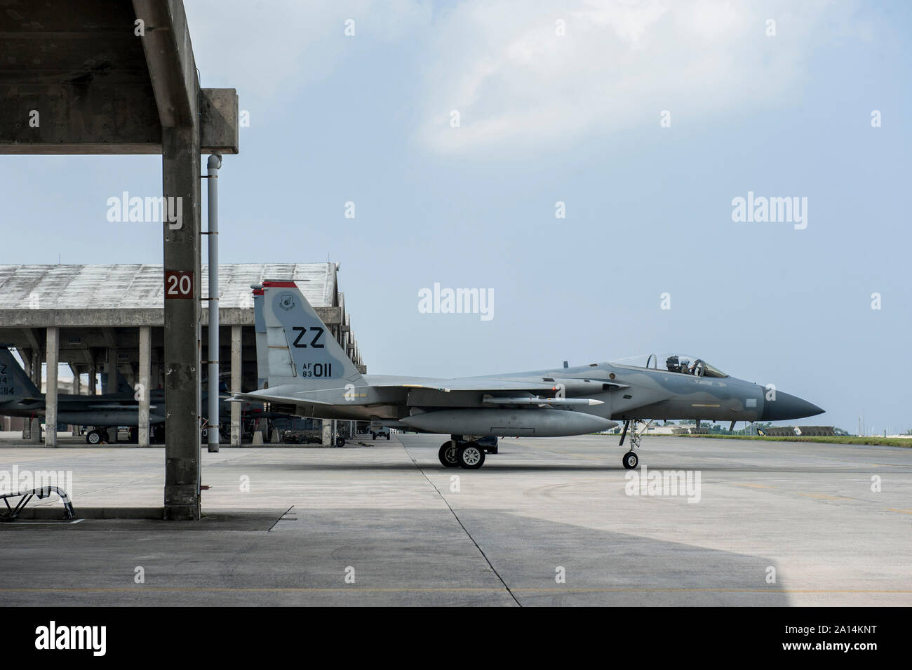 An F-15 Eagle at Kadena Air Base, Japan. Stock Photo