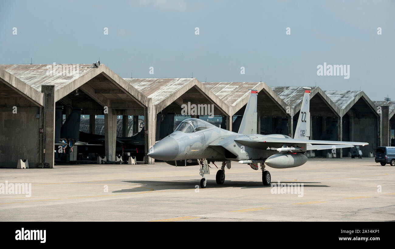 An F-15 Eagle at Kadena Air Base, Japan. Stock Photo