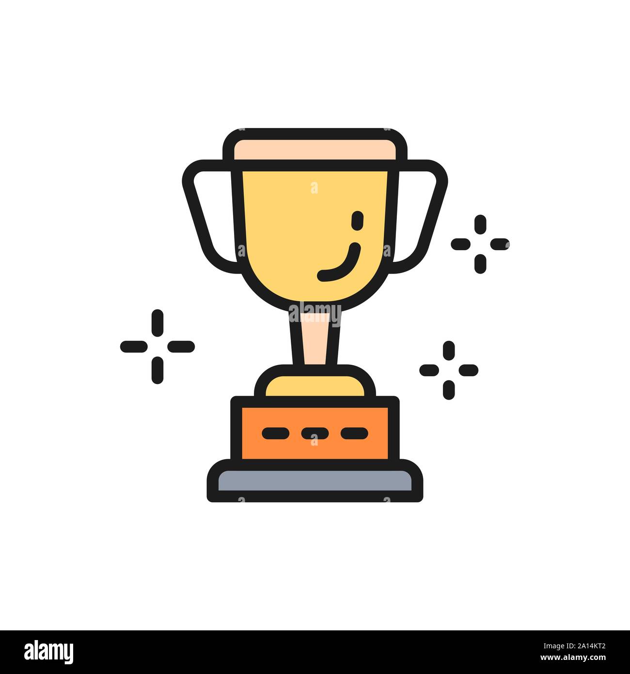 Vector cup, trophy, award, winner flat color line icon. Stock Vector