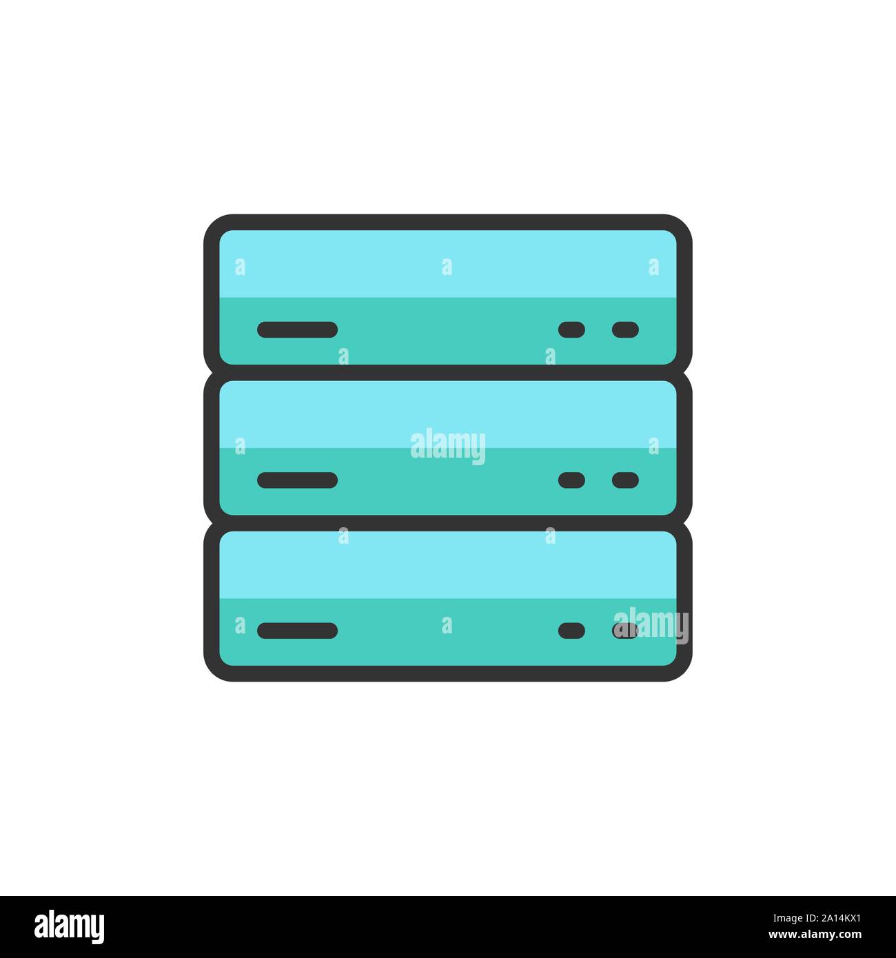 Vector server, data, web hosting flat color line icon. Stock Vector