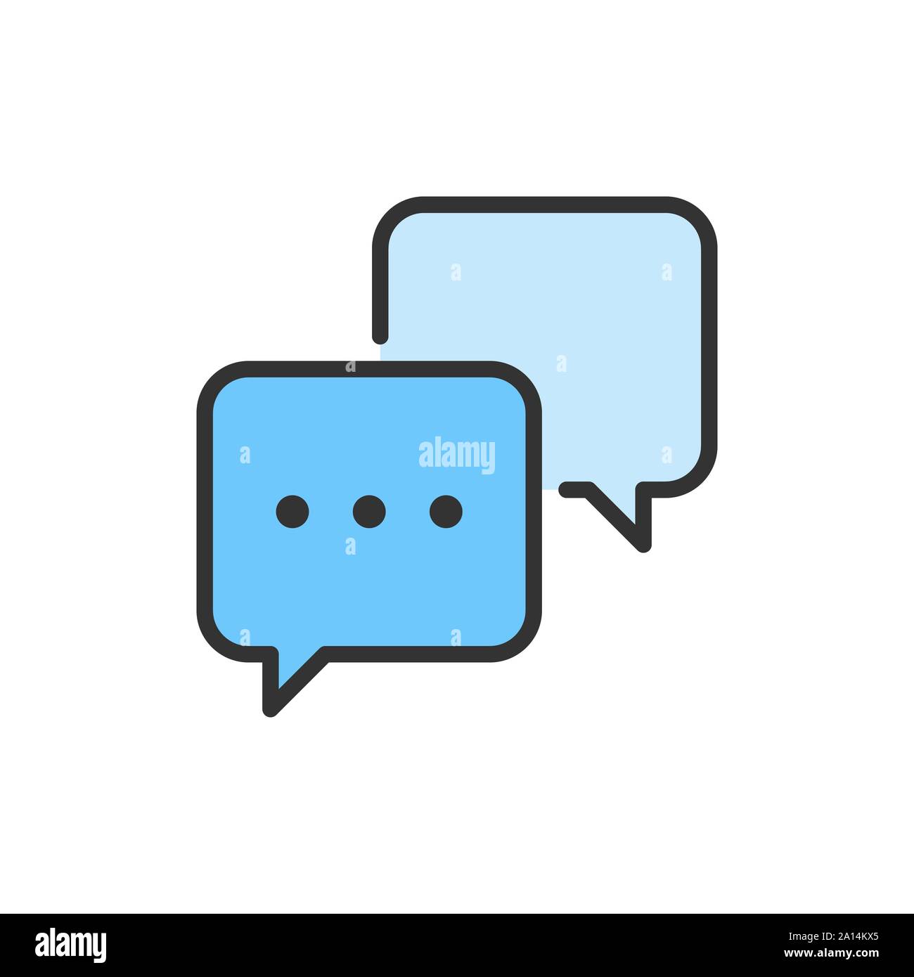 Vector chat, sms, comments, speech bubbles flat color line icon. Stock Vector
